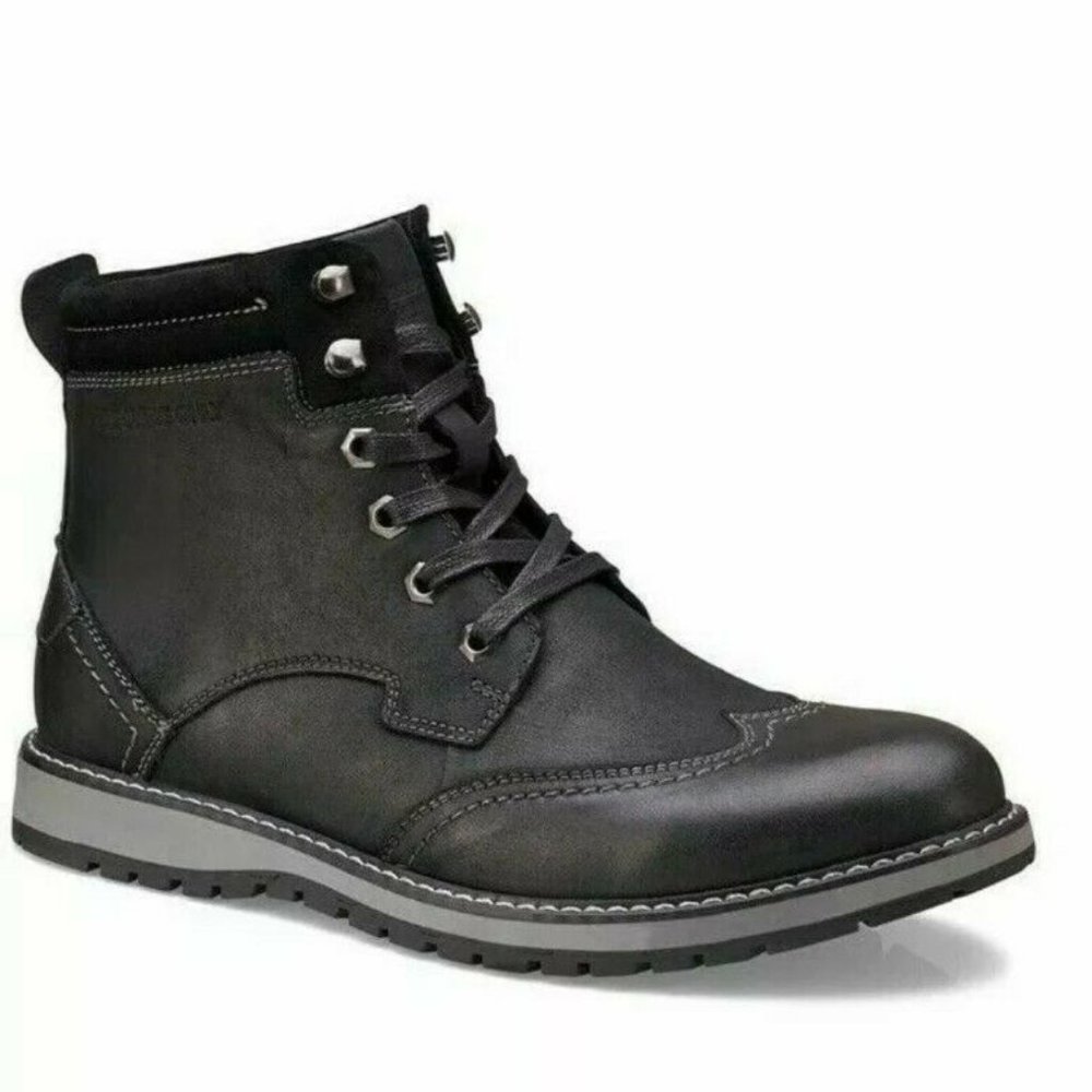 NIB $250 Members Only Legacy Black Leather Wing Tip Lug Sole Sz 9 M